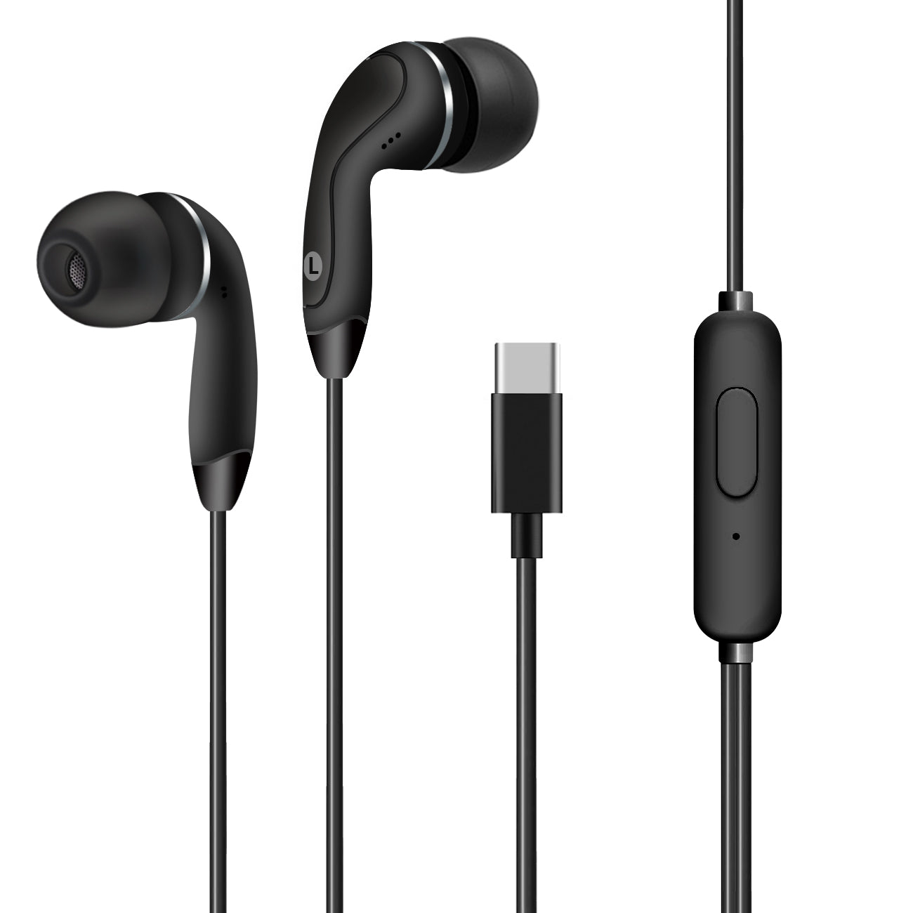 REIKO IN-EAR HEADPHONES WITH MIC FOR TYPE-C IN BLACK SKU:HS1490-TYPECBK